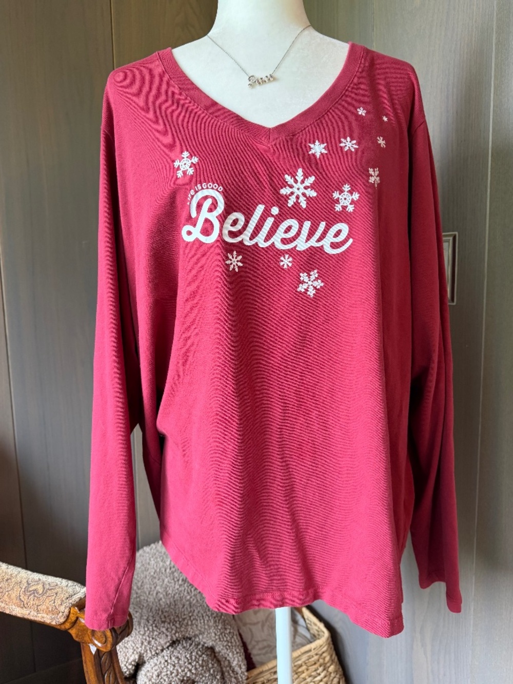 Life Is Good Holiday Long Sleeve Tee ‘BELIEVE’  XXXL